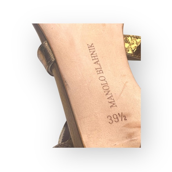 Manolo Blahnik ❤︎ Sizzle Strappy Heeled Sandals ❤︎ Bronze Reptile ❤︎ 39.5 8.5 9 - Picture 11 of 16